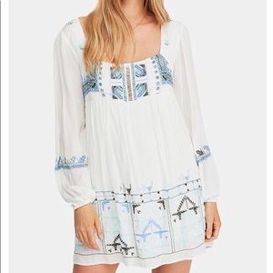Free People Rhiannon Mustard Embroidered Dress